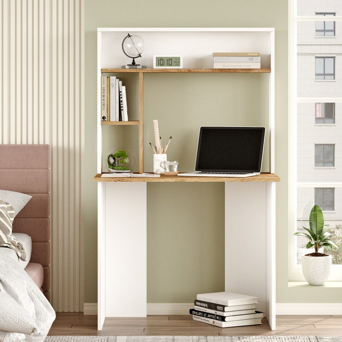 Hanah Home Br2-Aw Escritorio de Estudio Pino Atlántico y Blanco